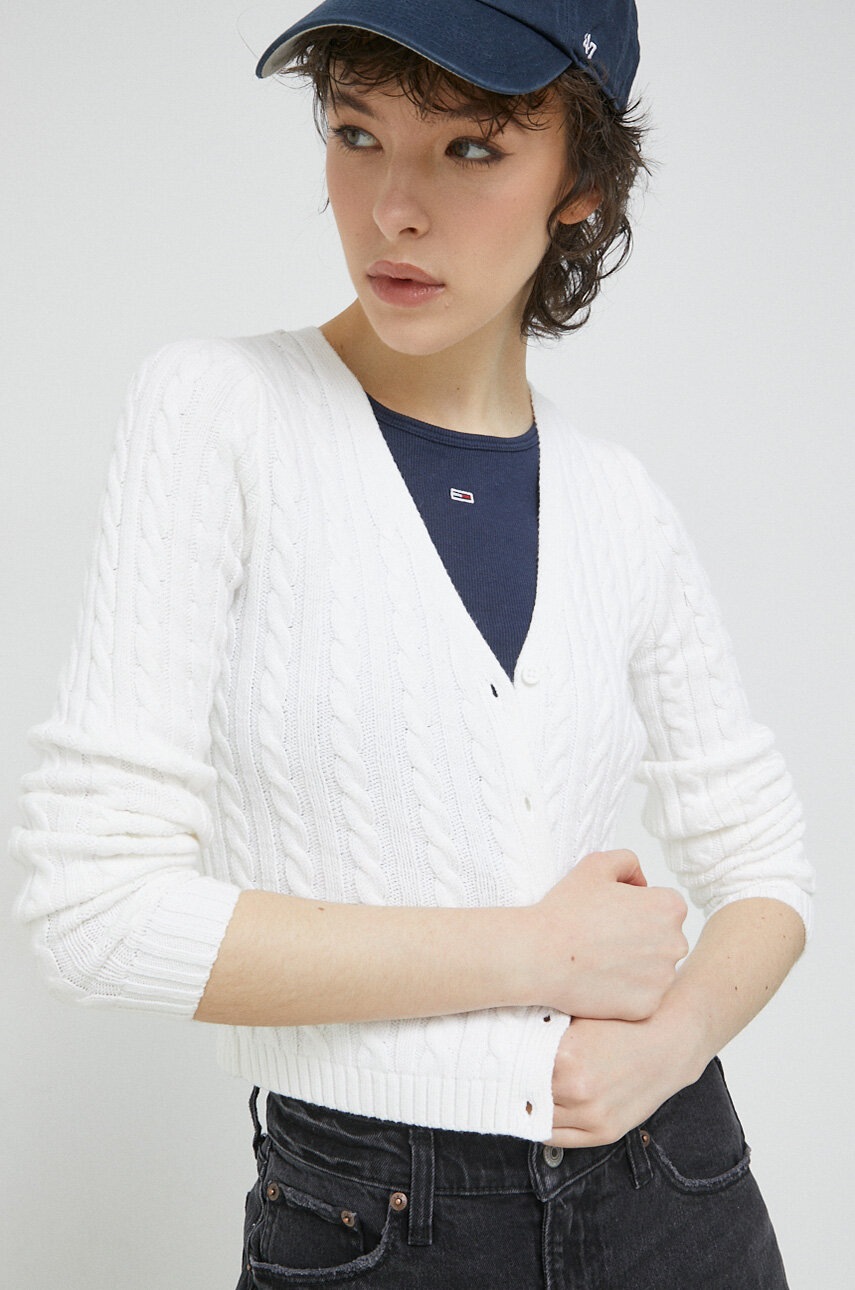 Hollister Co. cardigan femei, culoarea alb