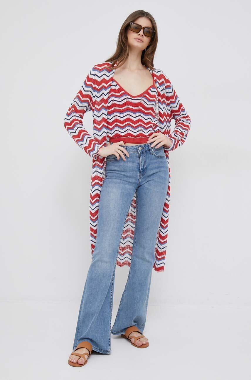 

Топ с лен Pepe Jeans Frida в червено, Червен