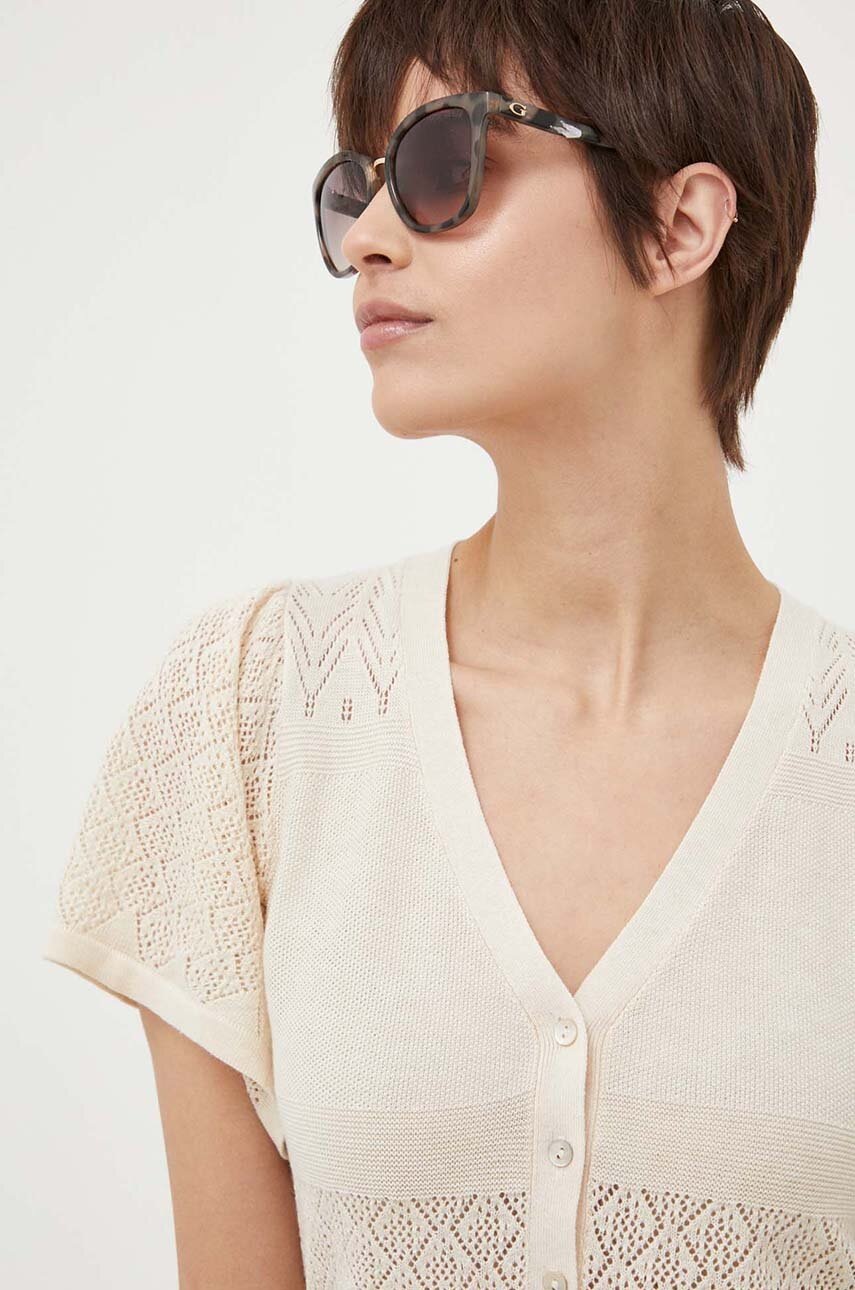 

Кардиган з домішкою льону Pepe Jeans колір бежевий легкий