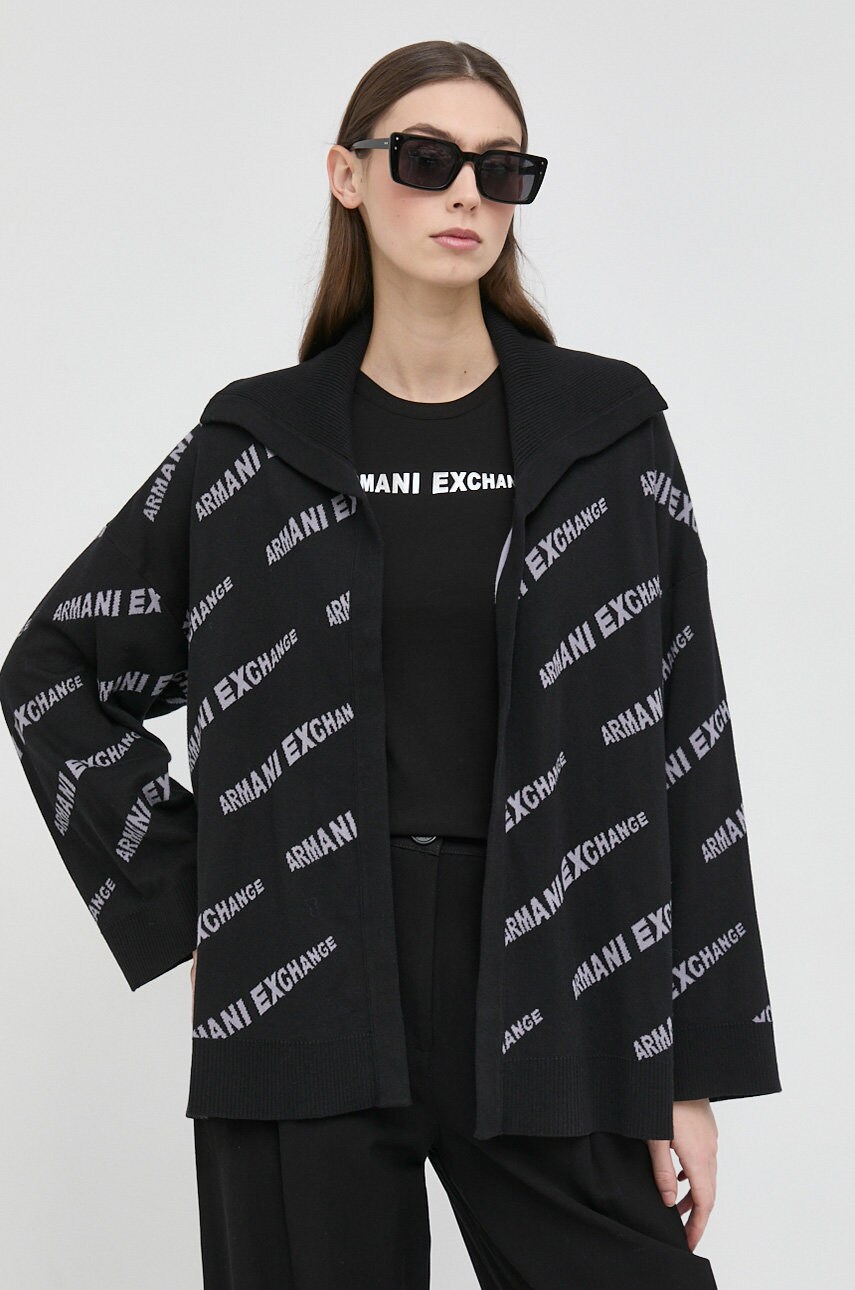 

Памучна жилетка Armani Exchange в черно от лека материя, Черен