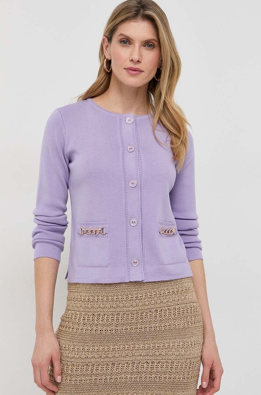 Luisa spagnoli cardigan din lana culoarea violet, light
