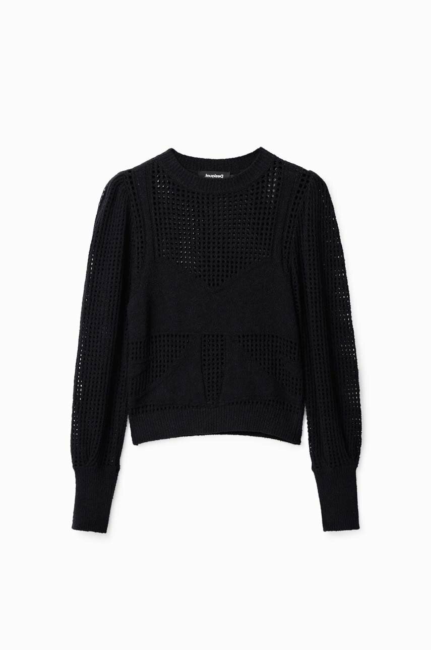 Desigual pulover de bumbac culoarea negru, light