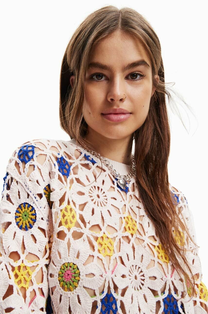 

Свитер Desigual женский цвет белый лёгкий