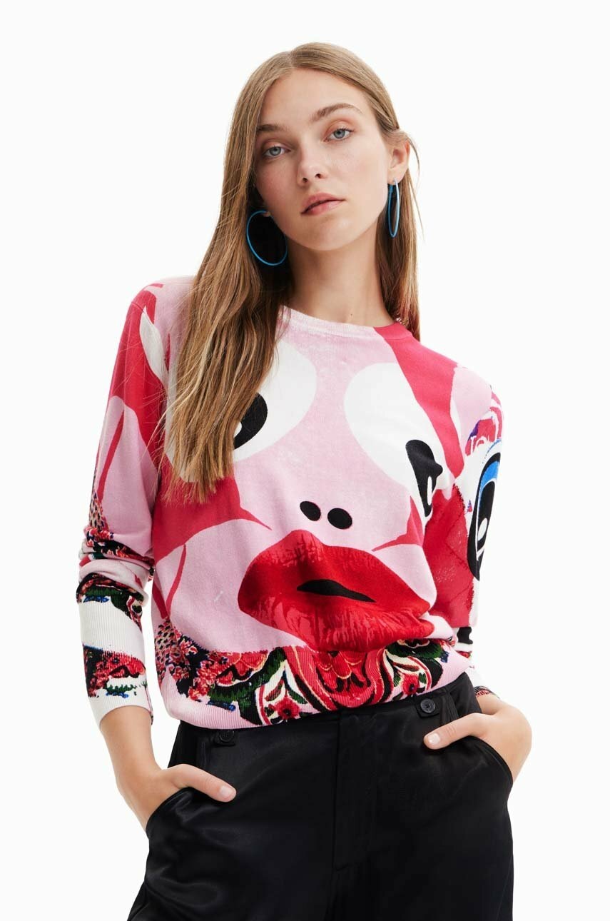 

Лонгслив Desigual x . Christian Lacroix женский цвет розовый