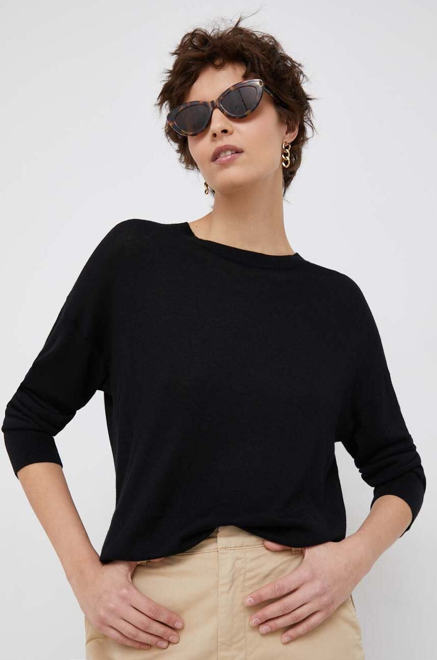 United colors of benetton pulover din amestec de casmir culoarea negru, light