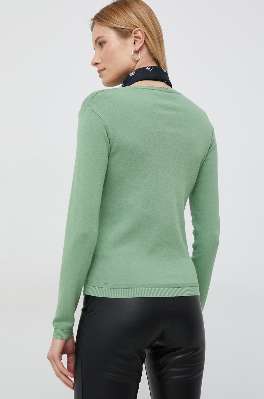 

Бавовняний светр United Colors of Benetton жіночий колір зелений легкий