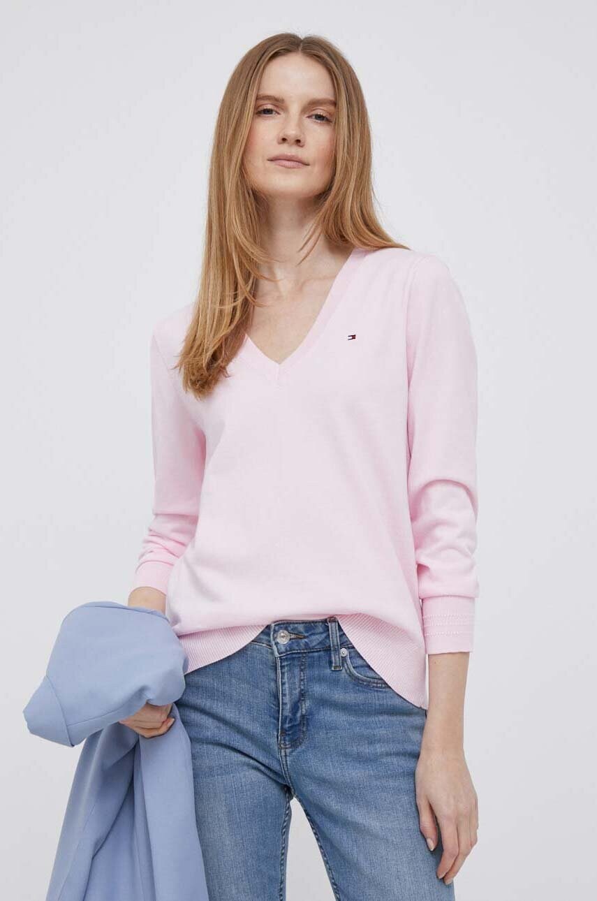 

Свитер Tommy Hilfiger женский цвет розовый лёгкий