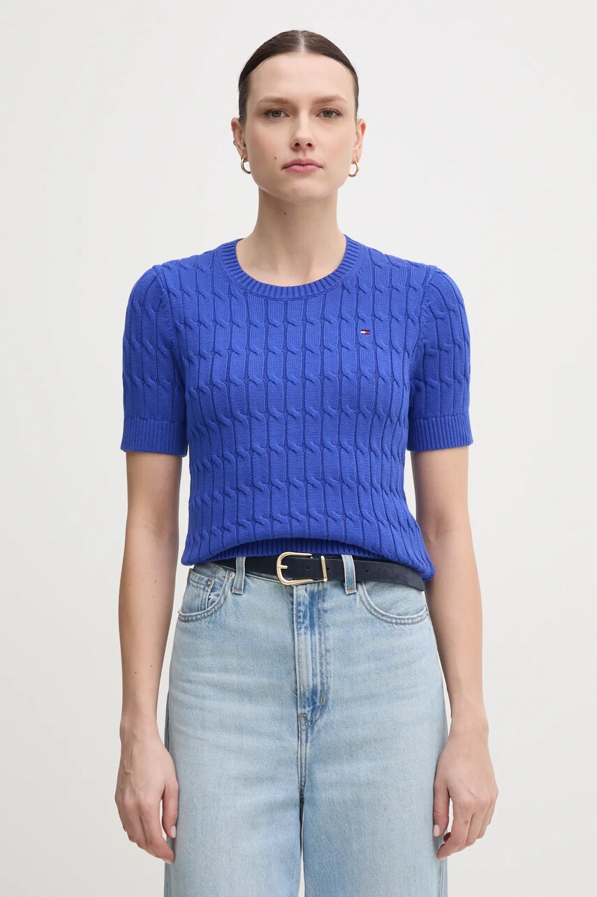 Levně Bavlněný svetr Tommy Hilfiger tmavomodrá barva, lehký, WW0WW38744