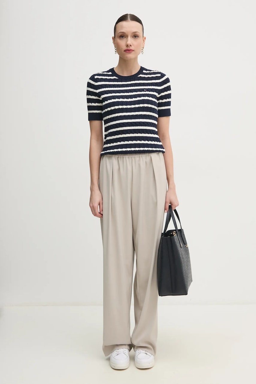 Хлопковый свитер Tommy Hilfiger цвет синий лёгкий WW0WW38744 Хлопковый свитер Tommy Hilfiger цвет синий лёгкий WW0WW38744
