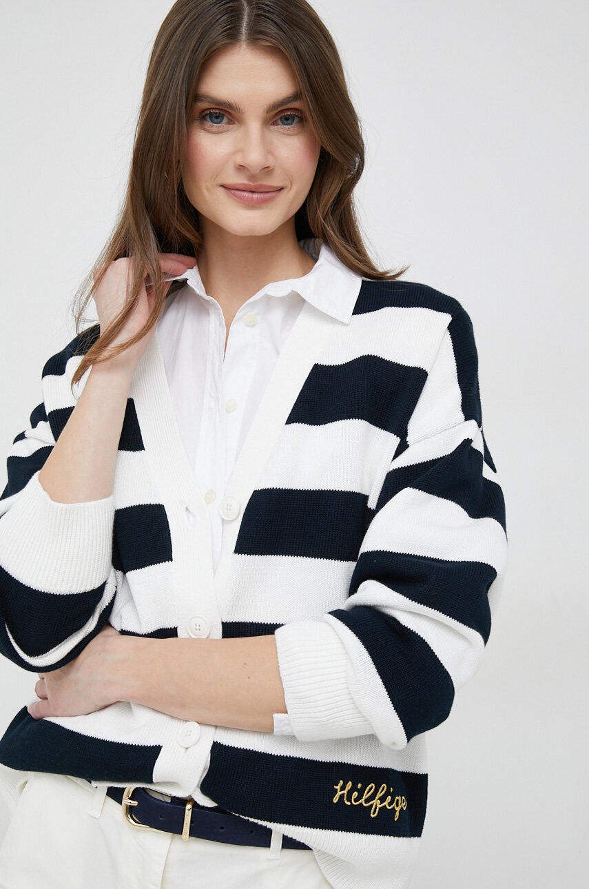 

Памучен пуловер Tommy Hilfiger в бяло, Бял