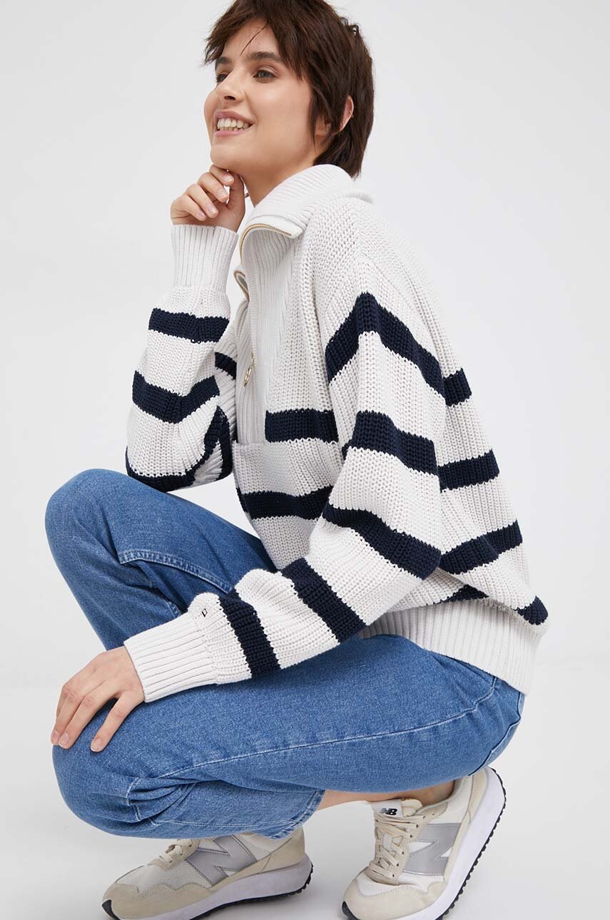 

Бавовняний светр Tommy Hilfiger колір бежевий теплий гольф