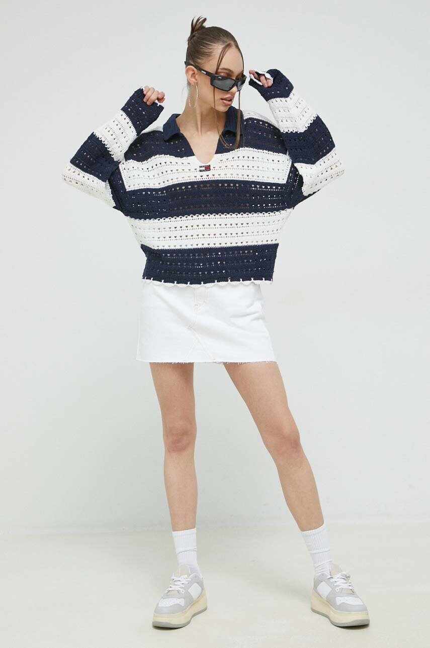 

Хлопковый свитер Tommy Jeans цвет синий тёплый