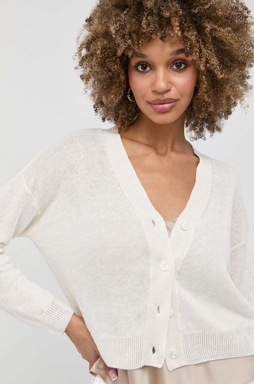 

Льняной кардиган Weekend Max Mara цвет бежевый лёгкий