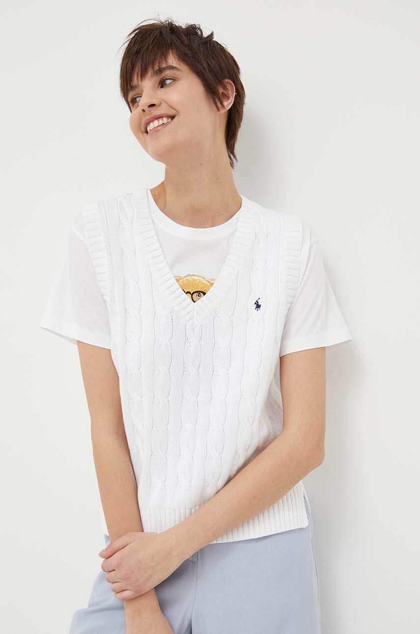 E-shop Bavlněná vesta Polo Ralph Lauren bílá barva