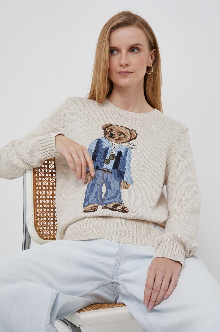 

Бавовняний светр Polo Ralph Lauren колір бежевий легкий