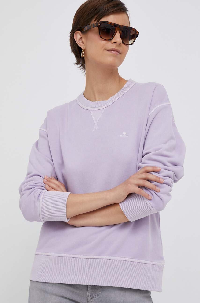 

Хлопковая кофта Gant женская цвет фиолетовый однотонная