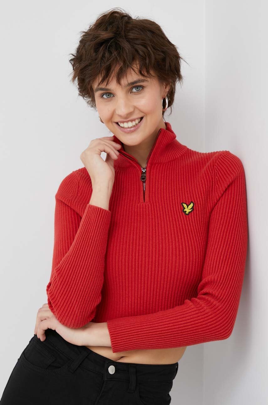 Lyle & Scott pulover din amestec de lana femei, culoarea rosu, călduros