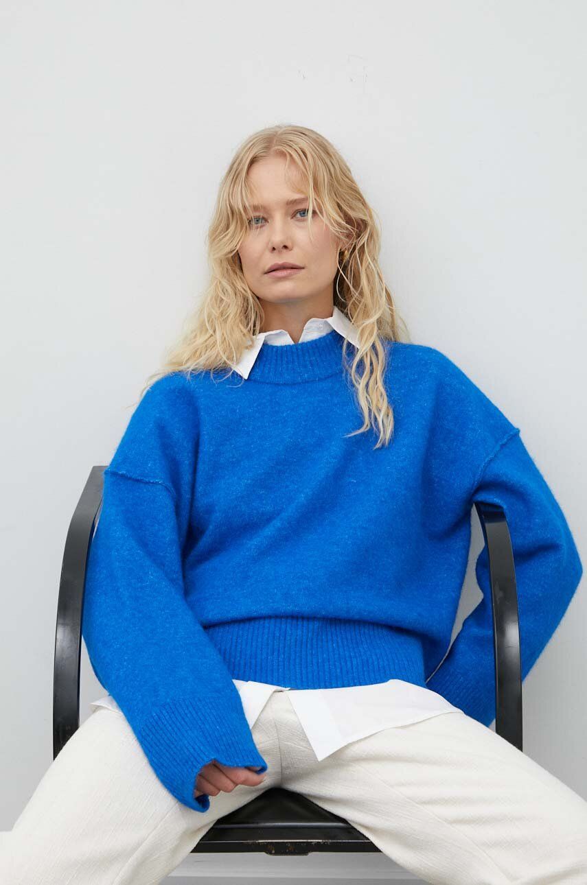 Day Birger et Mikkelsen pulover de lana femei, culoarea albastru marin, călduros albastru