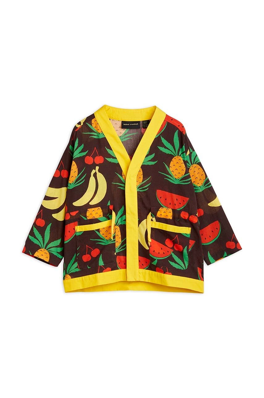 Mini Rodini cardigan din bumbac pentru copii culoarea maro