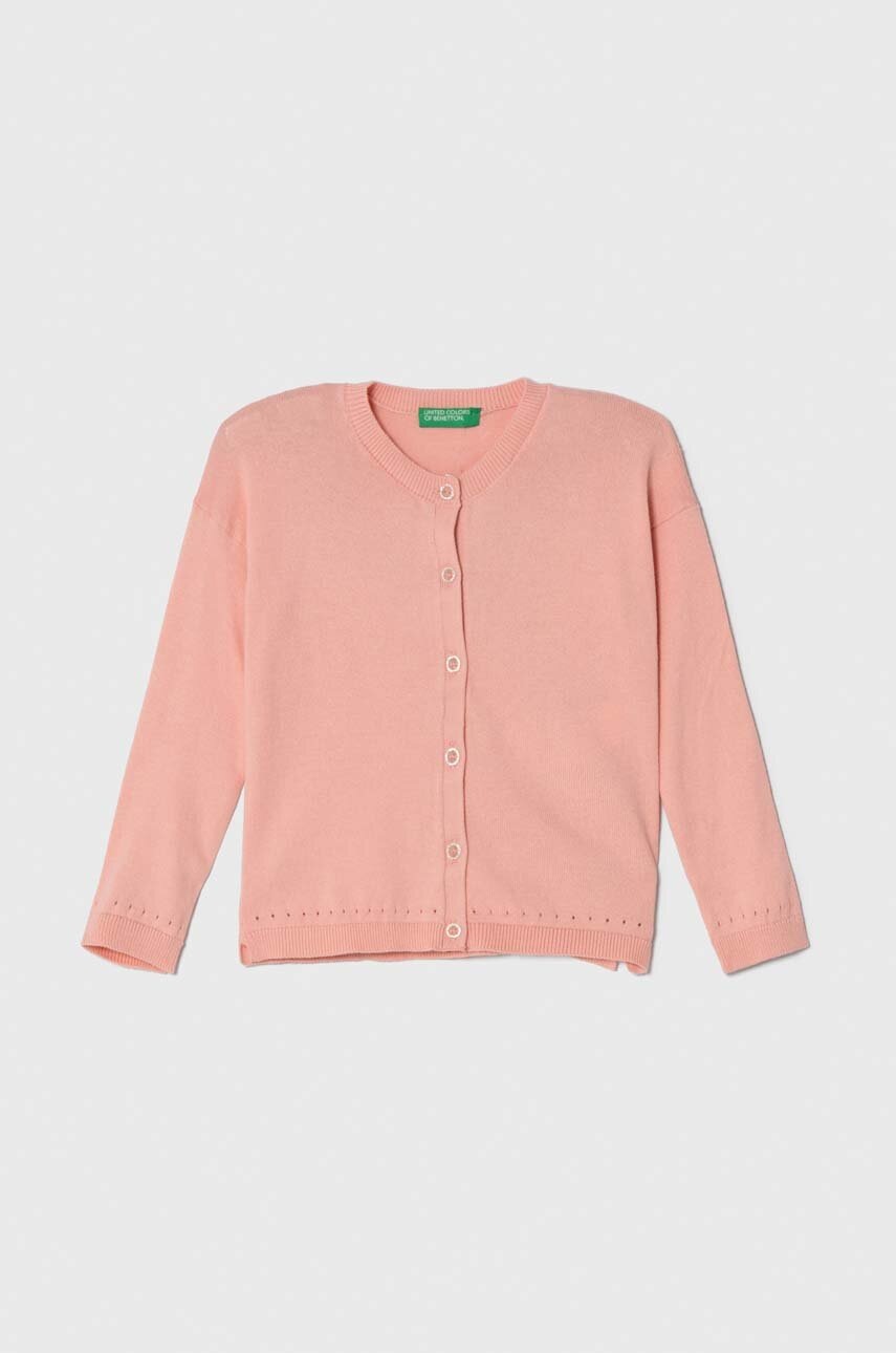 United Colors of Benetton cardigan copii culoarea roz, light