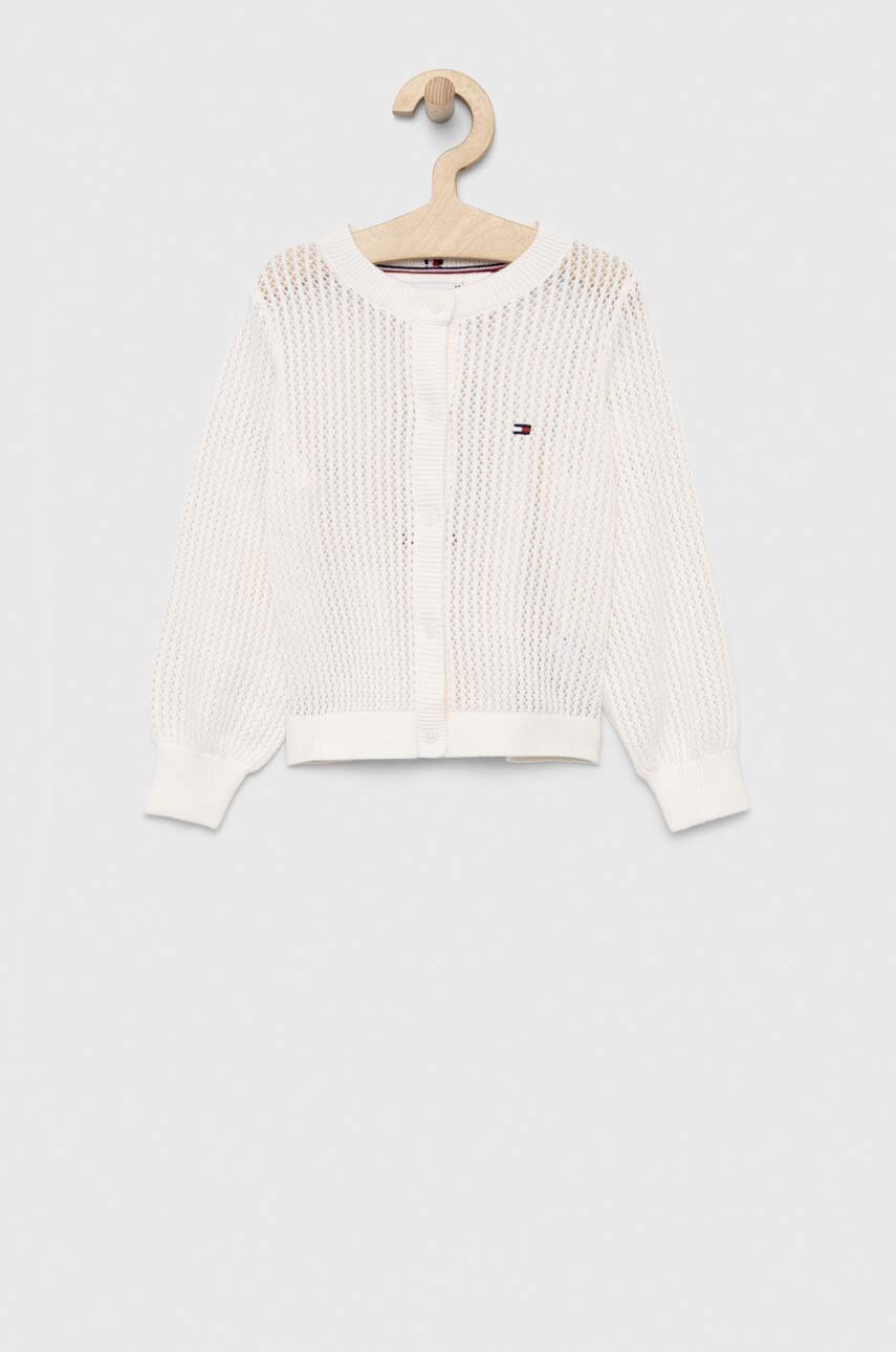 

Детский хлопковый кардиган Tommy Hilfiger цвет белый лёгкий