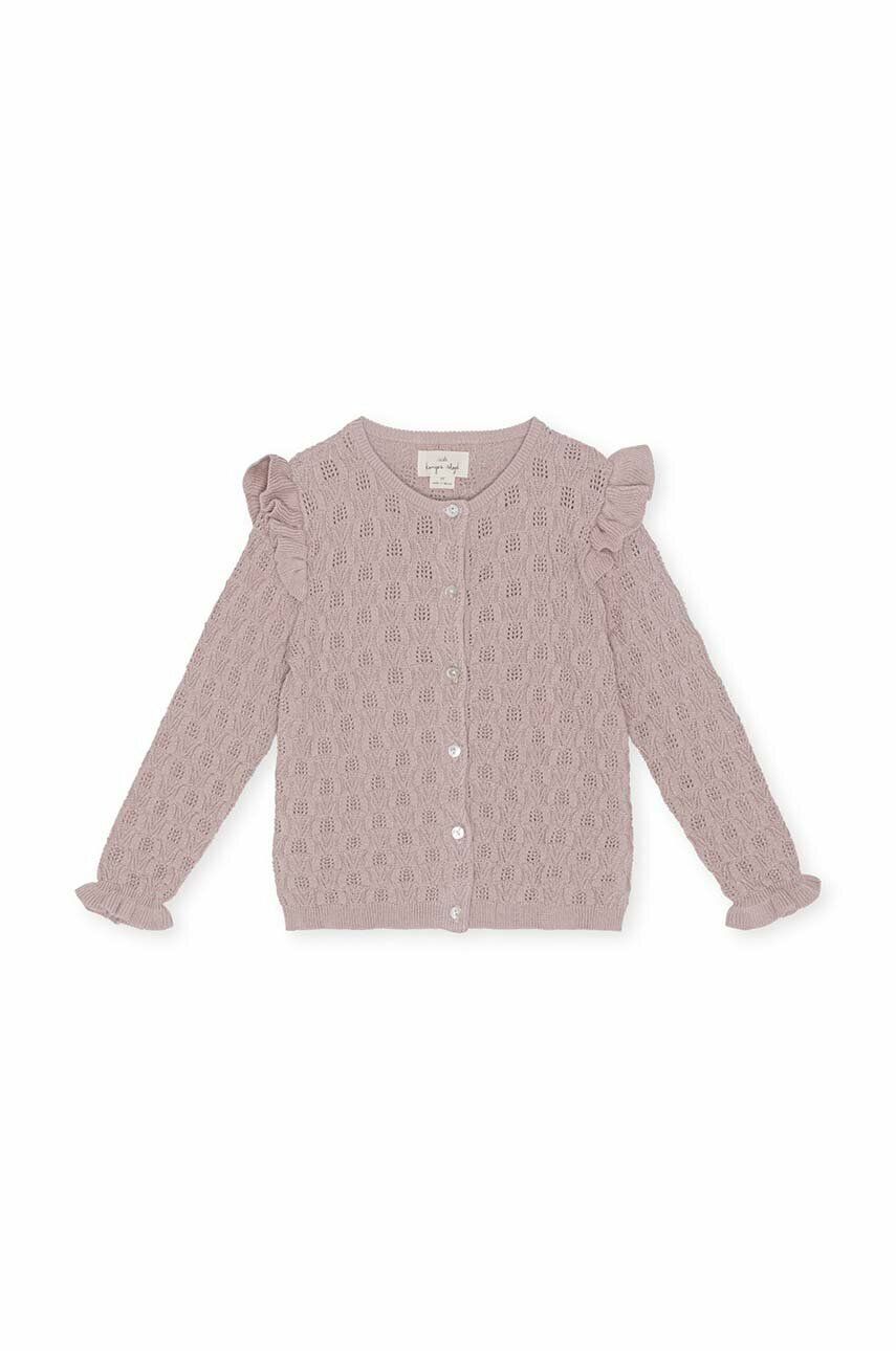 Dětský bavlněný kardigan Konges Sløjd růžová barva, lehký - růžová -  100 % Organická bavlna