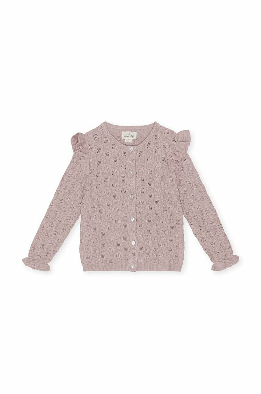Konges Sløjd cardigan din bumbac pentru copii culoarea roz, light