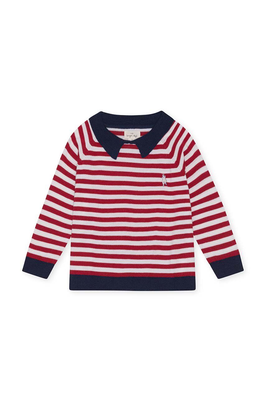 Konges Sløjd pulover de lână pentru copii culoarea rosu, light