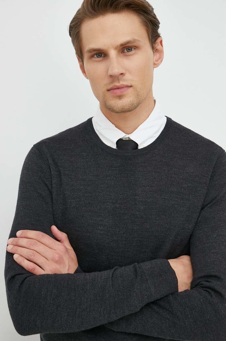 

Вълнен пуловер Calvin Klein мъжки в черно от лека материя, Черен