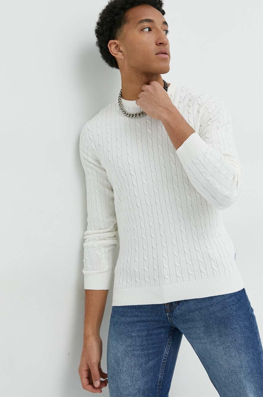 

Хлопковый свитер Jack & Jones мужской цвет белый лёгкий