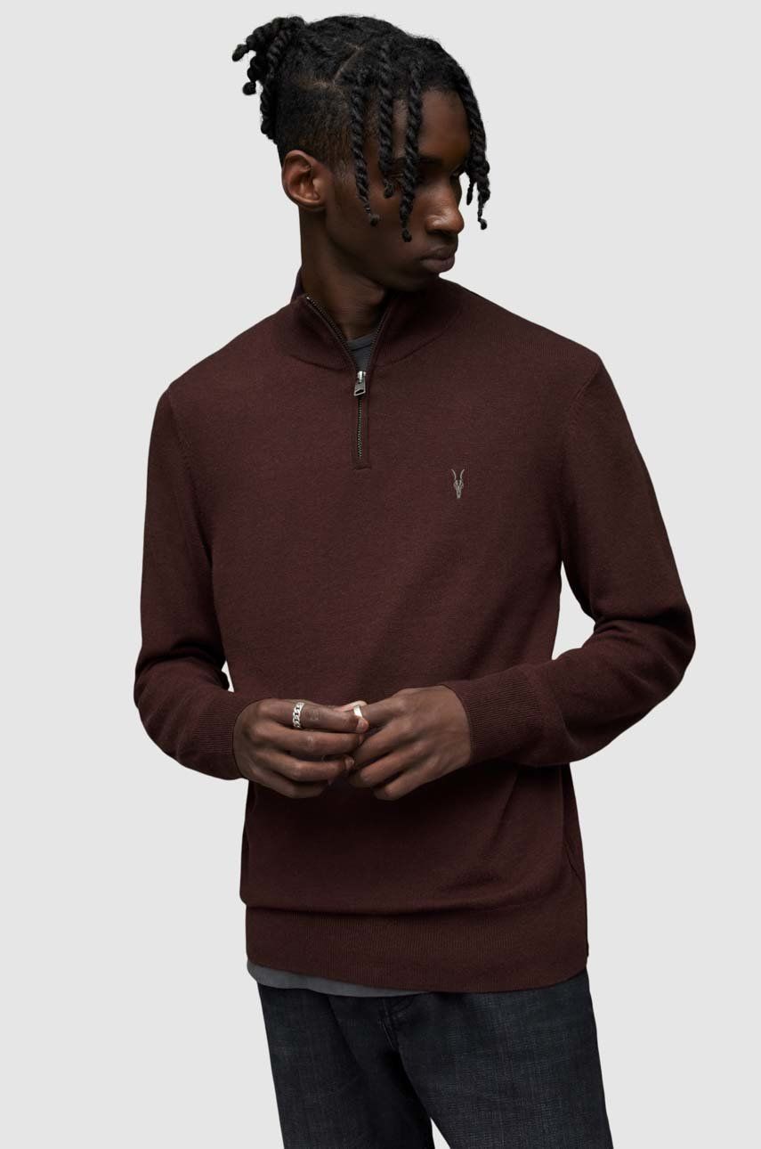 AllSaints pulover de lana barbati, culoarea bordo AllSaints imagine noua