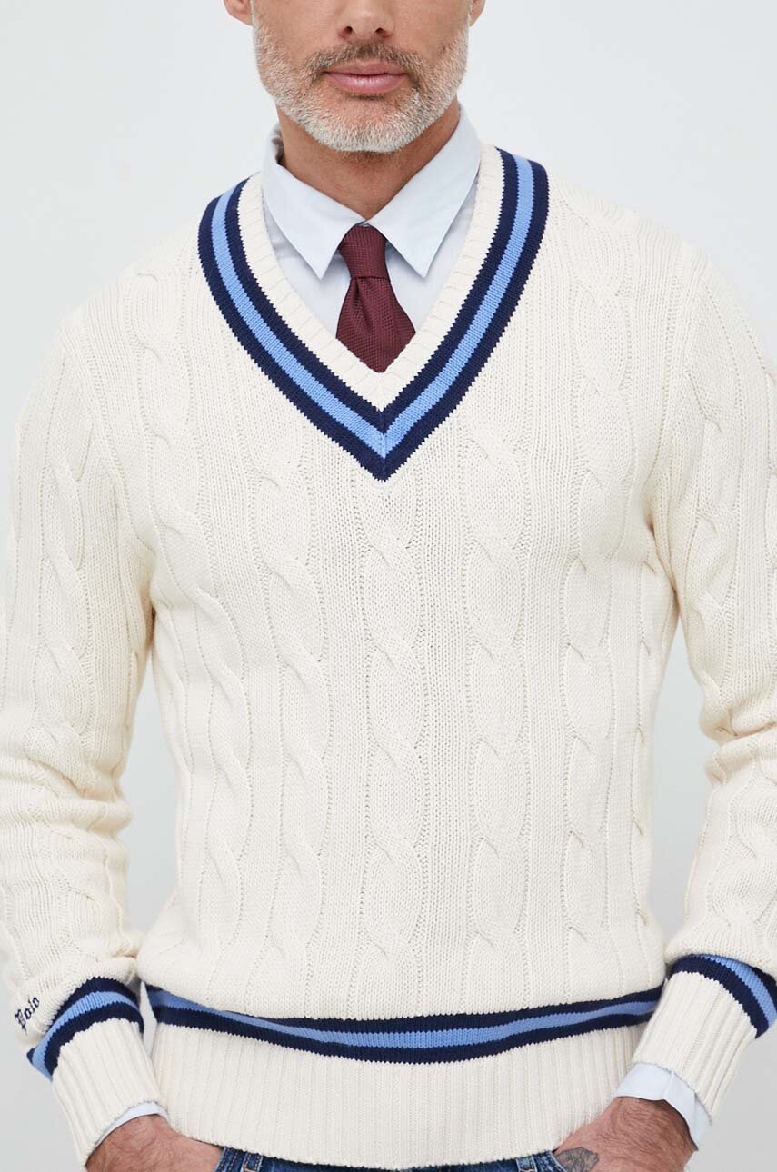 

Хлопковый свитер Polo Ralph Lauren цвет бежевый