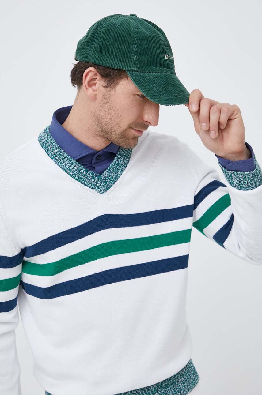 United Colors of Benetton pulover de bumbac culoarea alb