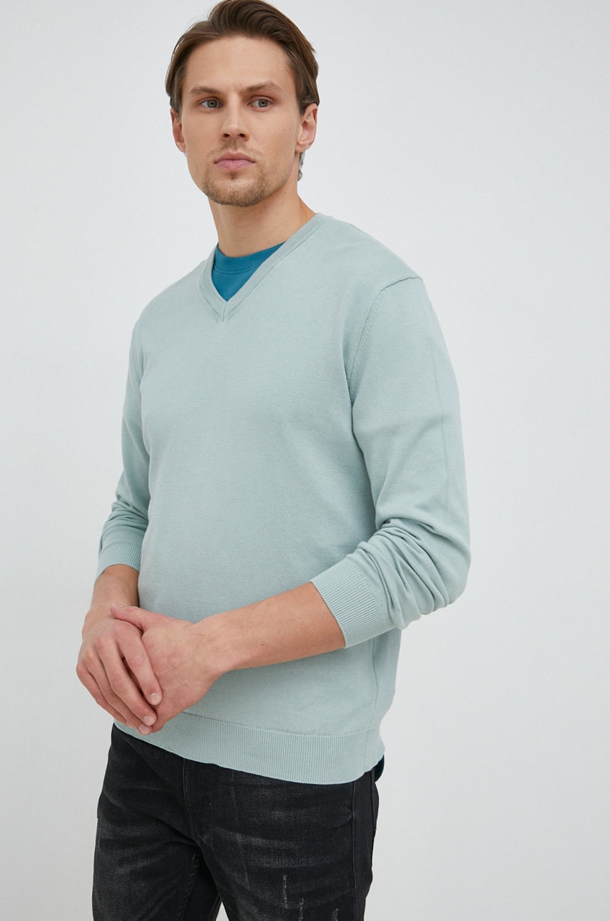 United colors of benetton pulover de bumbac barbati, culoarea verde, light