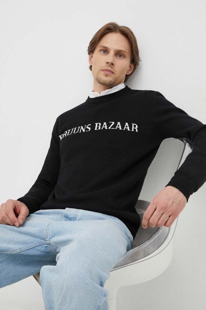 Bruuns Bazaar pulover Simon Nouveau barbati, culoarea negru, light