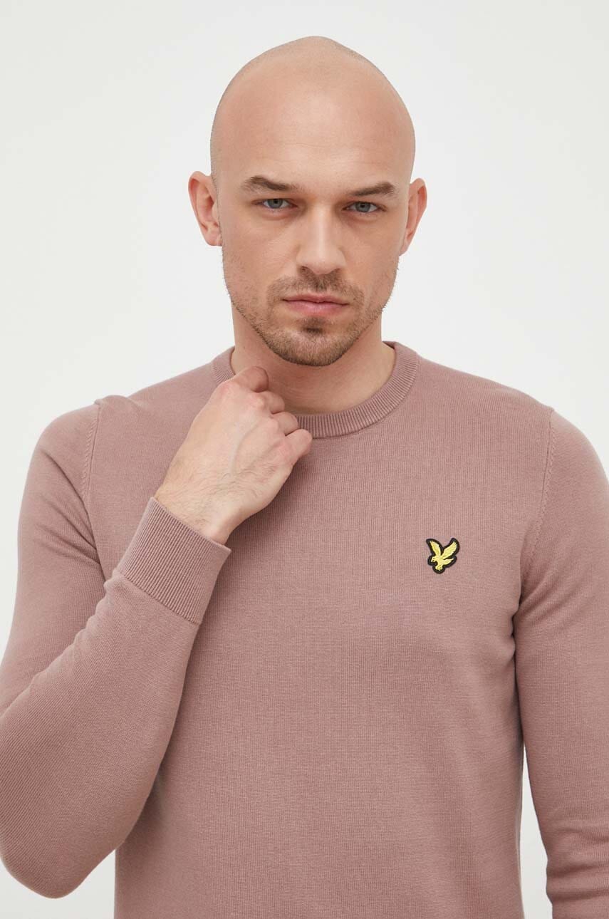 Lyle & scott pulover de bumbac culoarea roz, light