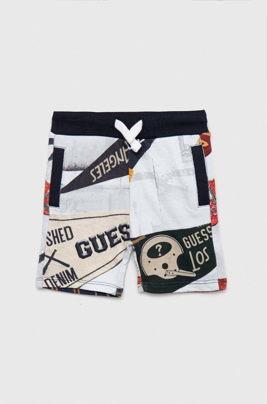 

Детские хлопковые шорты Guess цвет серый регулируемая талия
