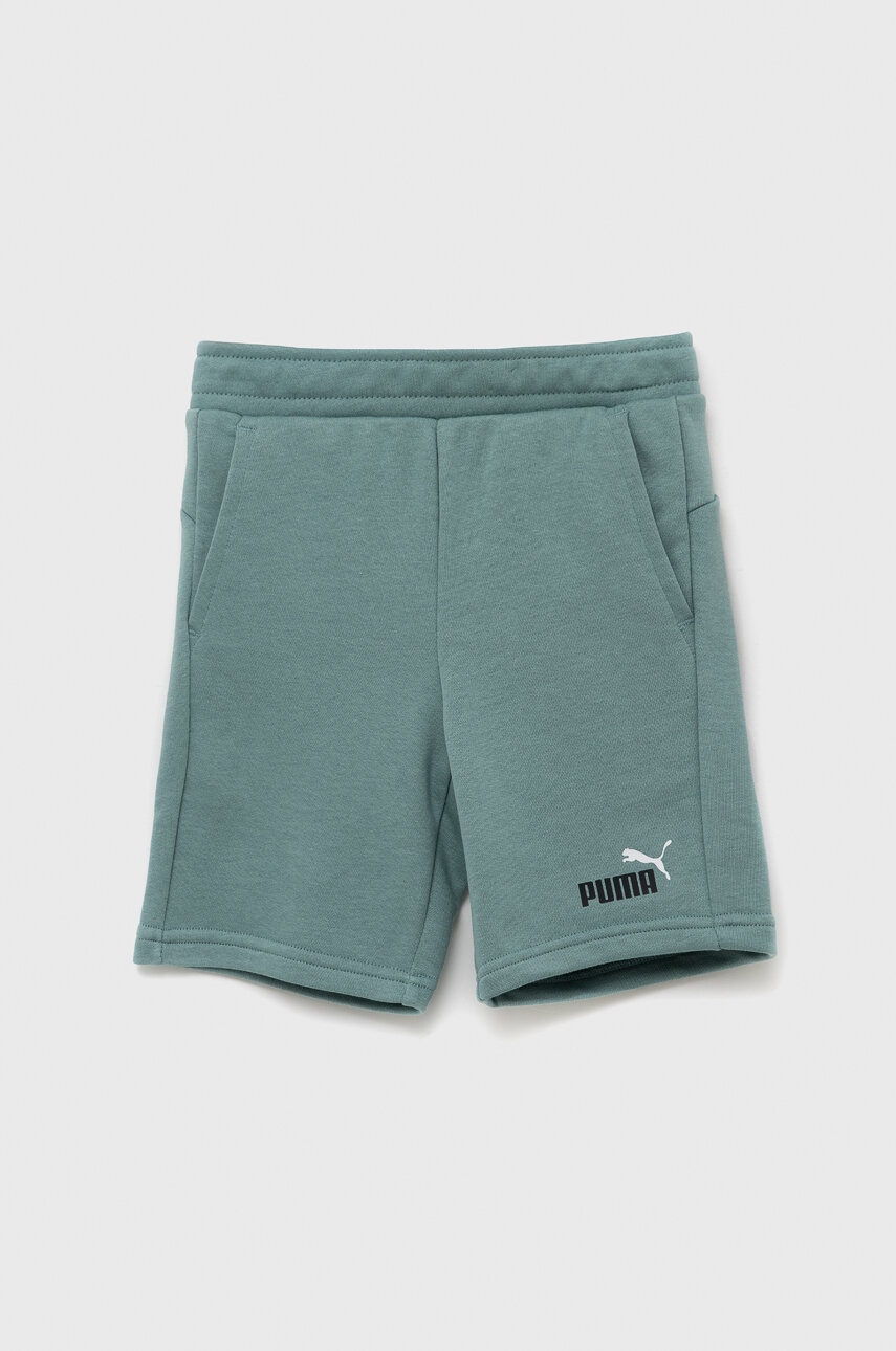 Puma pantaloni scurti copii ess+ 2 col shorts tr b culoarea turcoaz, talie reglabila