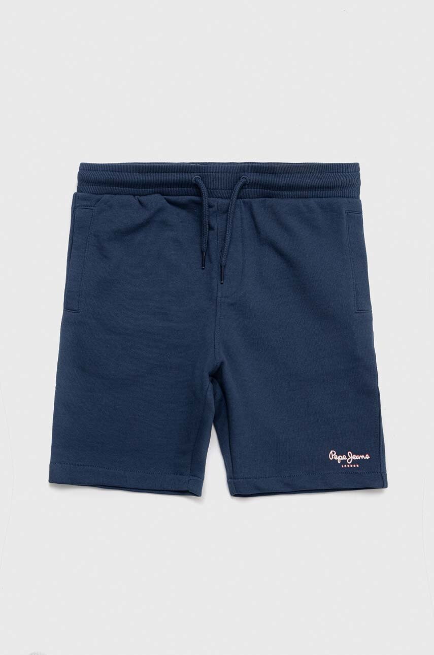 

Детские хлопковые шорты Pepe Jeans Eddie цвет синий регулируемая талия