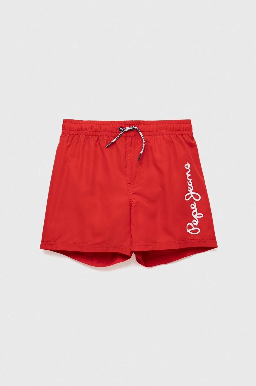 Pepe Jeans pantaloni scurti de baie copii culoarea rosu, cu imprimeu