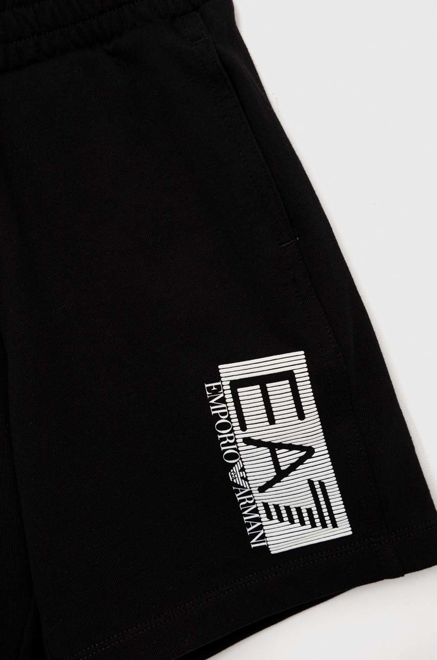 

Детские хлопковые шорты EA7 Emporio Armani цвет чёрный регулируемая талия
