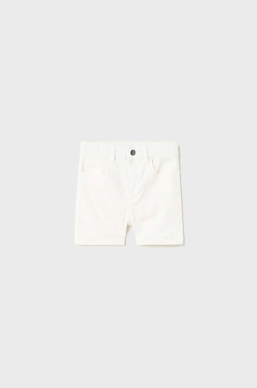 Dětské bavlněné šortky Mayoral bílá barva, nastavitelný pas - bílá -  100 % Bavlna
