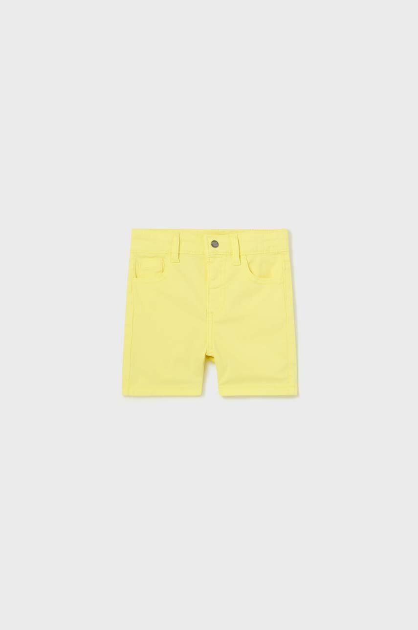 Levně Dětské bavlněné šortky Mayoral žlutá barva, nastavitelný pas