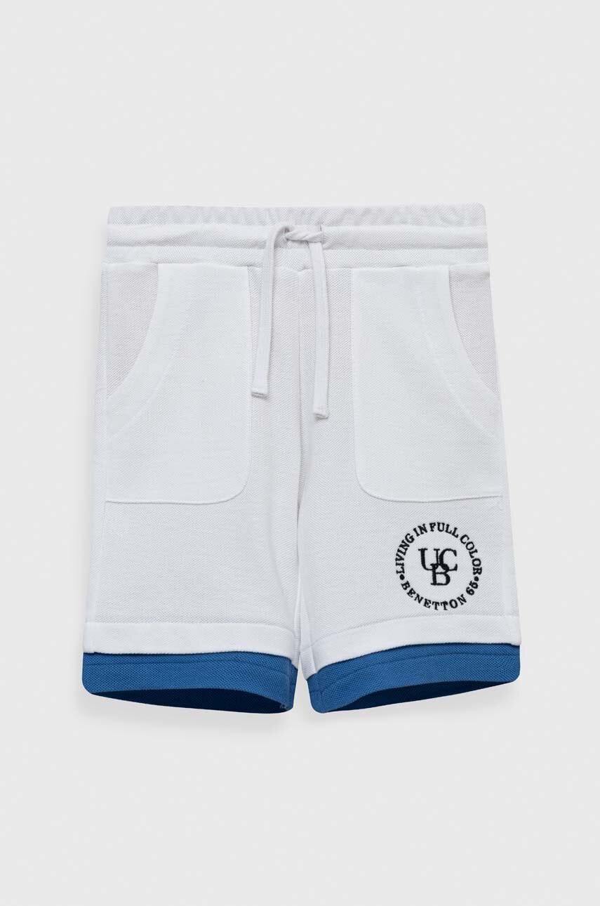 United colors of benetton pantaloni scurți din bumbac pentru copii culoarea alb, talie reglabila