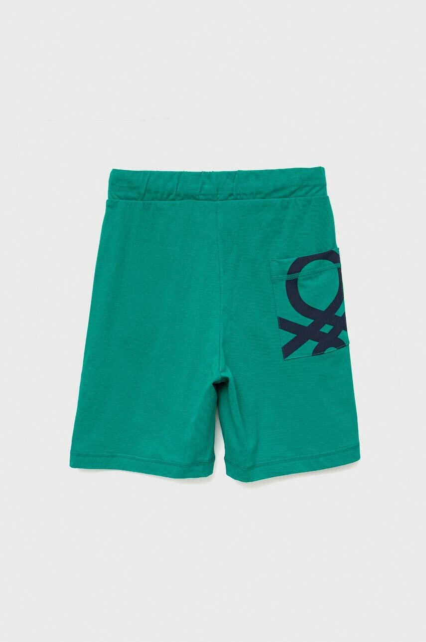 

Дитячі бавовняні шорти United Colors of Benetton колір зелений регульована талія