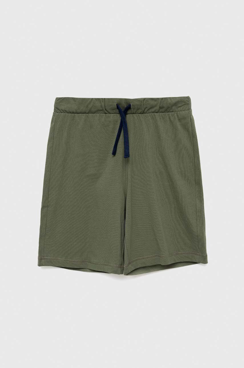 United Colors of Benetton pantaloni scurți din bumbac pentru copii culoarea verde, talie reglabila