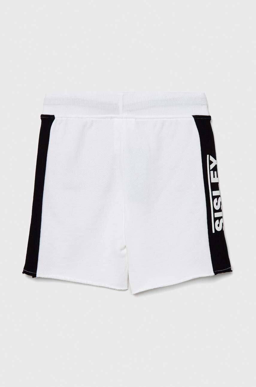 Детские хлопковые шорты Sisley цвет белый регулируемая талия