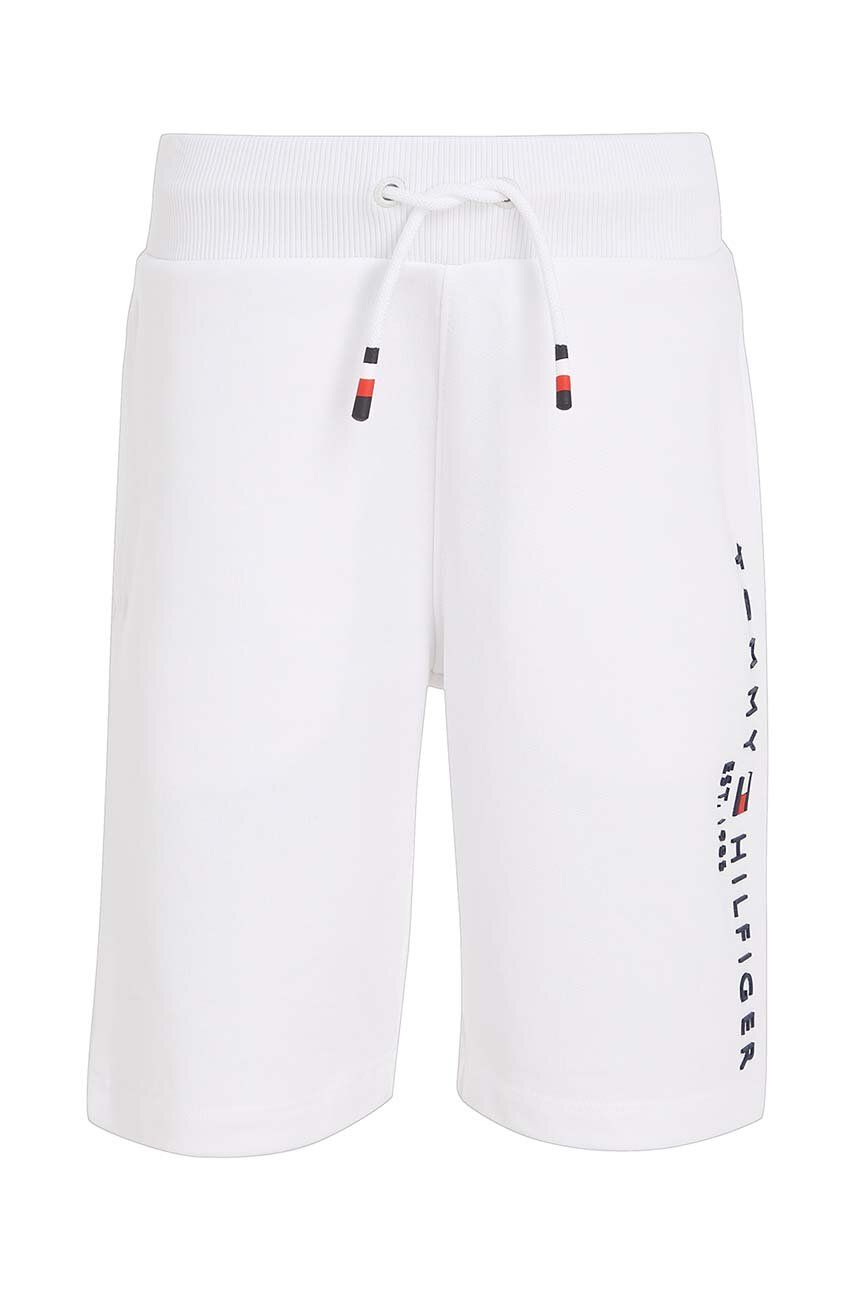 Dětské bavlněné šortky Tommy Hilfiger bílá barva, nastavitelný pas - bílá -  100 % Bavlna