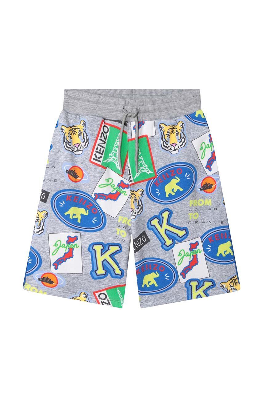 E-shop Dětské bavlněné šortky Kenzo Kids šedá barva