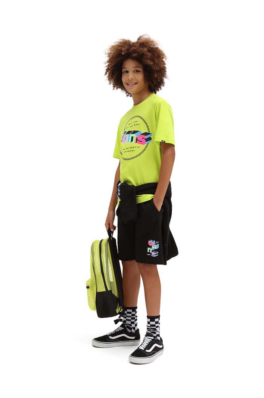 Dětské bavlněné šortky Vans DIGITAL FLASH FLEECE SH Black černá barva, nastavitelný pas - černá - 